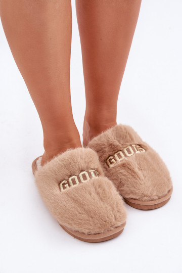 Pantofole da donna con pelliccia e design a tema renna marroni Kalelia