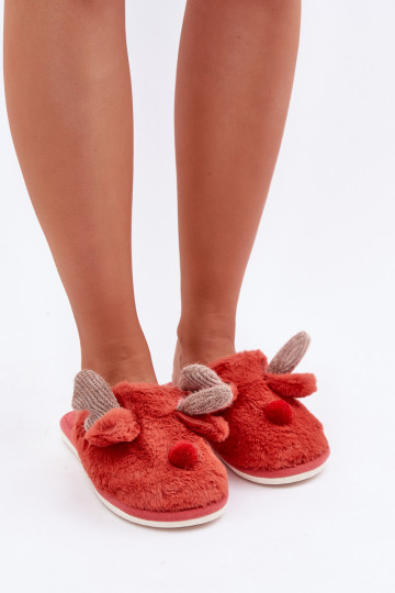Pantofole da donna con pelliccia e tacco decorato rosa Savalithea