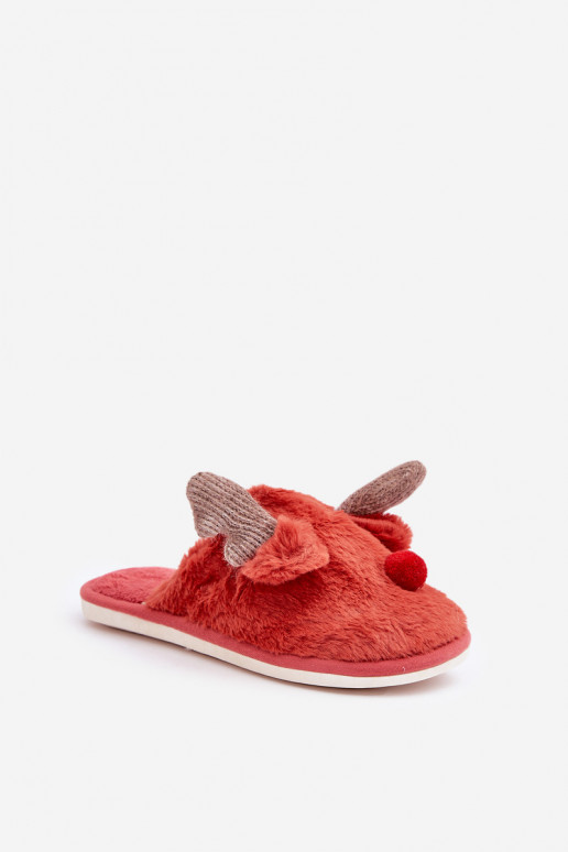 Pantofole da donna con pelliccia e tacco decorato rosa Savalithea