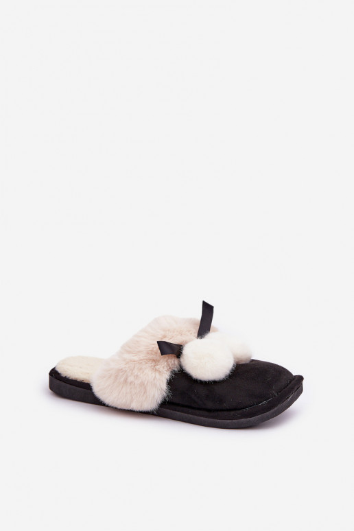Pantofole donna con pelo nere