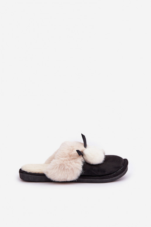 Pantofole donna con pelo nere