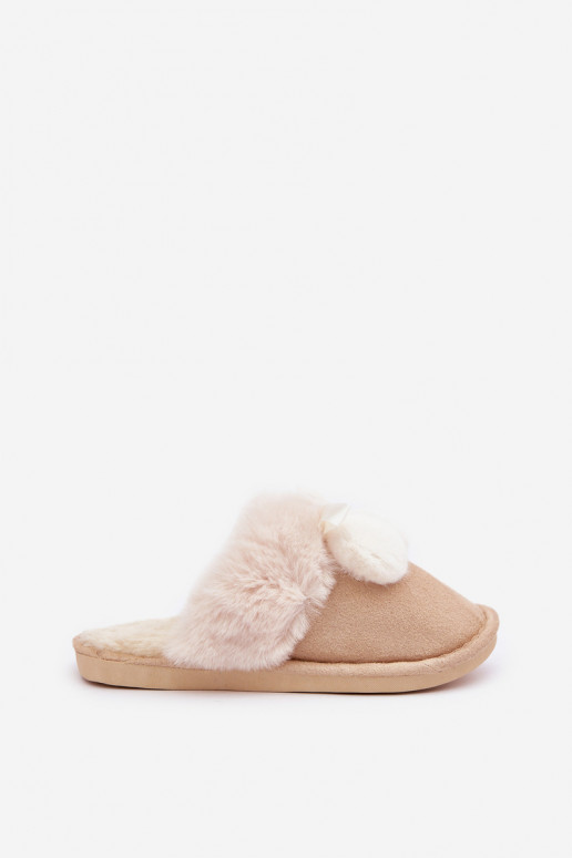 Pantofole donna con pelo color sabbia
