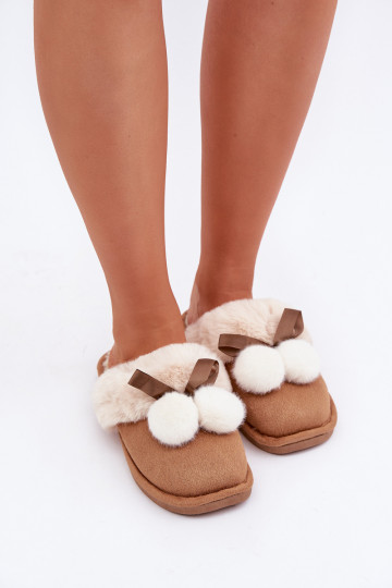 Pantofole donna con pelo marroni