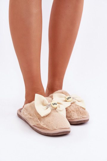 Pantofole donna con pelo I Lankas color sabbia Olfedi