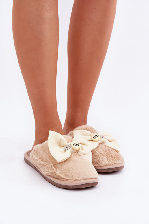 Pantofole donna con pelo I Lankas color sabbia Olfedi