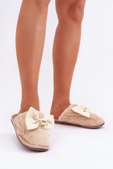 Pantofole donna con pelo I Lankas color sabbia Olfedi 2