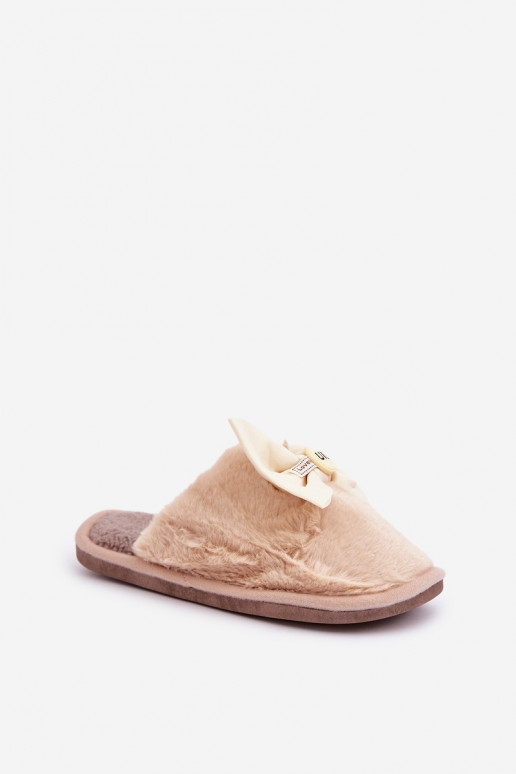 Pantofole donna con pelo I Lankas color sabbia Olfedi