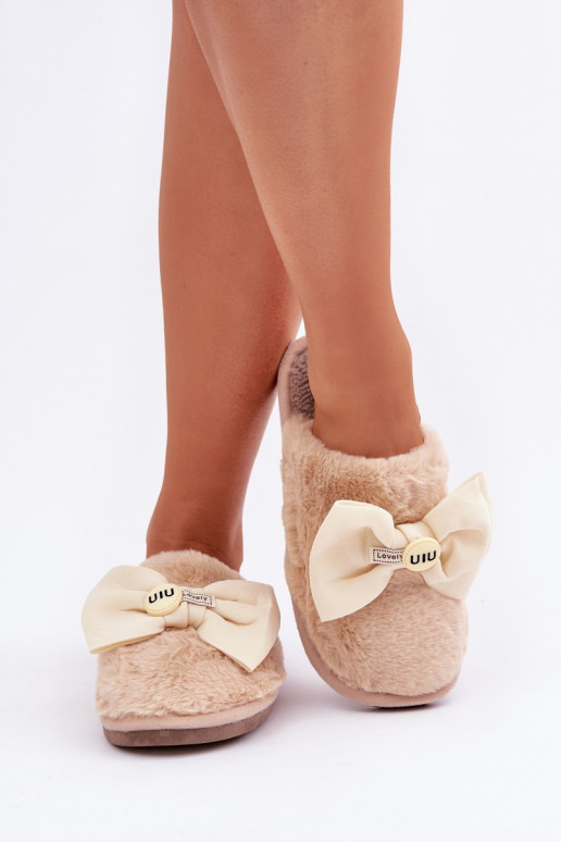 Pantofole donna con pelo I Lankas color sabbia Olfedi