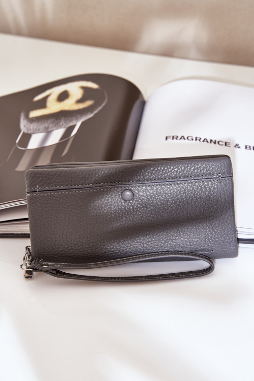 Portafoglio da donna grande con un impronta in ecopelle colore grigio Devertiel Portafoglio da donna grande con un impronta in ecopelle colore grigio Devertiel