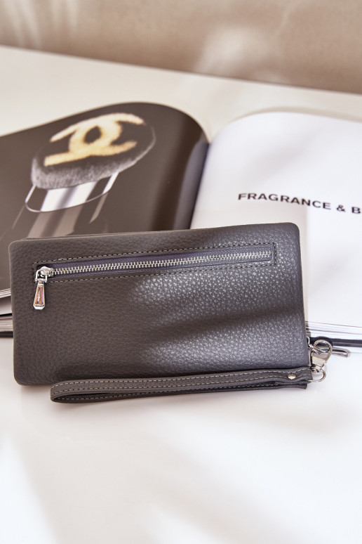 Portafoglio da donna grande con un impronta in ecopelle colore grigio Devertiel Portafoglio da donna grande con un impronta in ecopelle colore grigio Devertiel