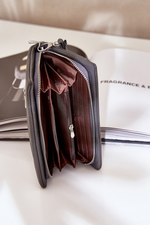 Portafoglio da donna grande con un impronta in ecopelle colore grigio Devertiel Portafoglio da donna grande con un impronta in ecopelle colore grigio Devertiel