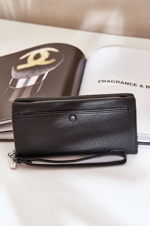 Portafoglio da donna grande con un impronta in ecopelle colore nero Devertiel Portafoglio da donna grande con un impronta in ecopelle colore nero Devertiel