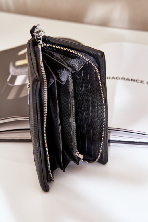 Portafoglio da donna grande con un impronta in ecopelle colore nero Devertiel Portafoglio da donna grande con un impronta in ecopelle colore nero Devertiel