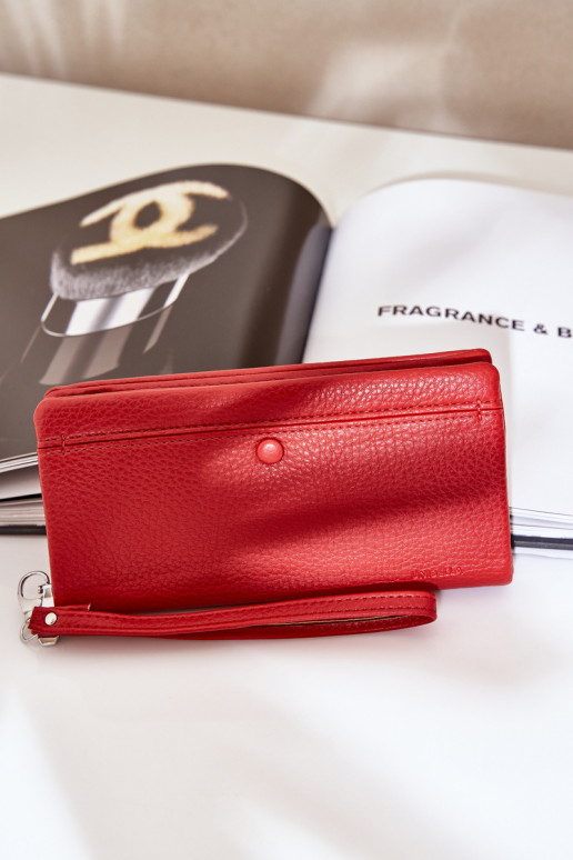 Portafoglio da donna grande con un impronta in ecopelle colore rosso Devertiel Portafoglio da donna grande con un impronta in ecopelle colore rosso Devertiel