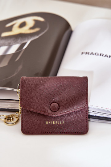 Etui Abilitato Karty Ze colore doratom Brelokiem in ecopelle colore marrone Iritinme