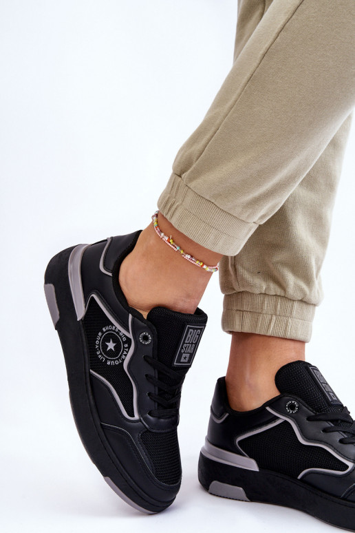 Femminile Stile sportivo scarpe Big Star LL274443 Nero e-colore grigio