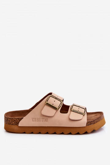 Elegantello classico Femminile Pantofole Big Star LL274478 beige