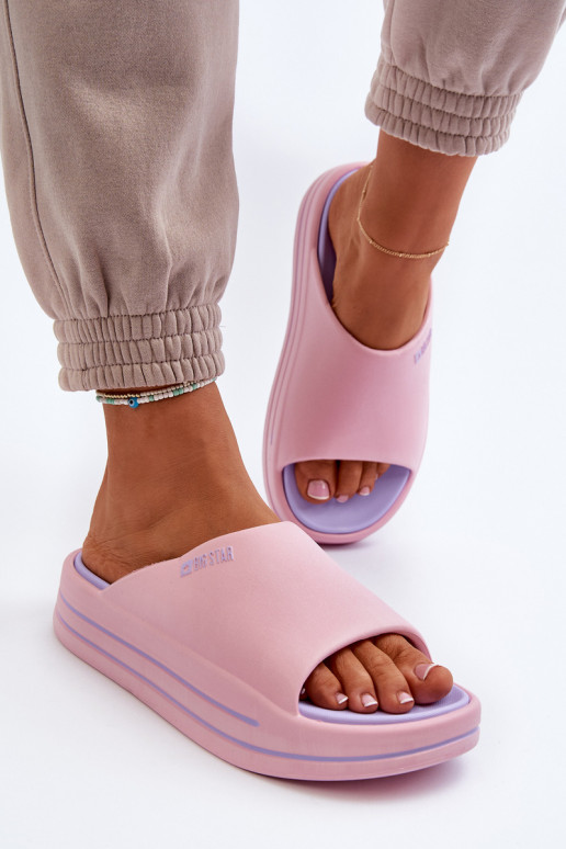 Pantofole da donna con una piattaforma Big Star NN274A035 colore rosa