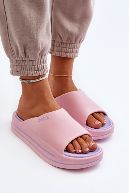 Pantofole da donna con una piattaforma Big Star NN274A035 colore rosa