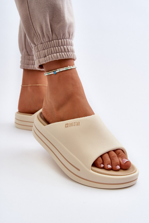 Pantofole da donna con una piattaforma Big Star NN274A034 beige