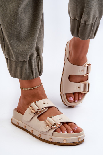 Pantofole da donna con una piattaforma Big Star NN274083 beige