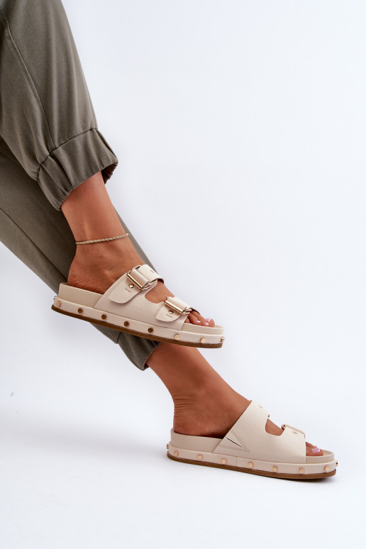 Pantofole da donna con una piattaforma Big Star NN274083 beige