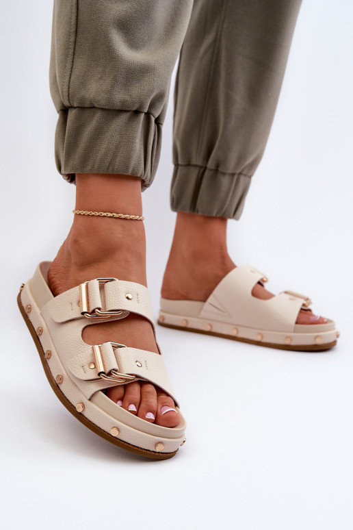 Pantofole da donna con una piattaforma Big Star NN274083 beige