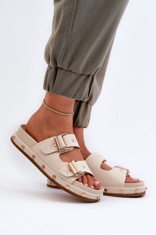 Pantofole da donna con una piattaforma Big Star NN274083 beige