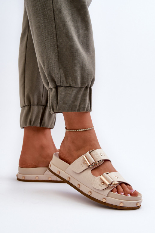 Pantofole da donna con una piattaforma Big Star NN274083 beige