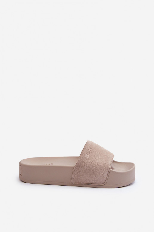 Femminile Pantofole con una piattaforma dalla pelle scamosciata Big Star NN274A671 beige