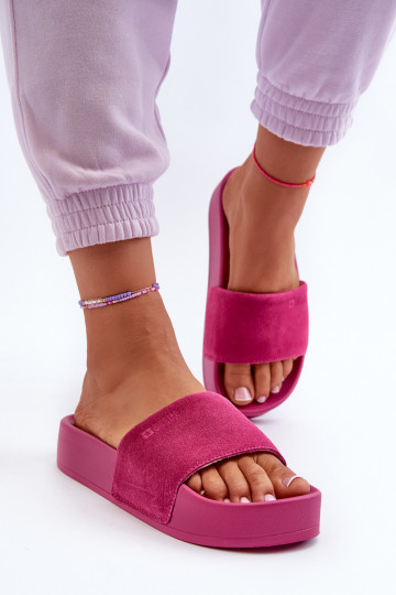 Infradito da Donna con Piattaforma in Camoscio Big Star NN274A672 Fucsia