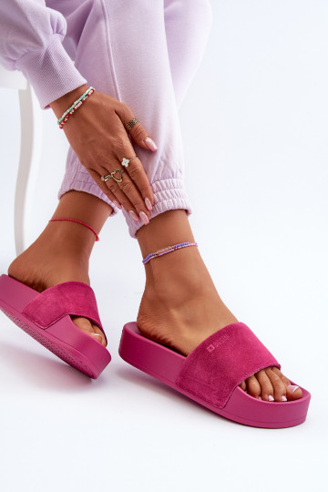 Infradito da Donna con Piattaforma in Camoscio Big Star NN274A672 Fucsia 2