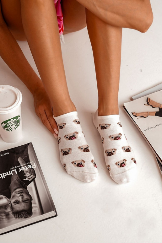 Calzini Femminile BaAełniane IN Mopsy colore avorio Calzini Femminile BaAełniane IN Mopsy colore avorio