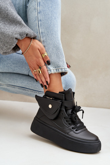 Sneakers alte con borsa extra e piattaforma nera Saramis