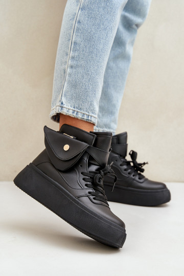 Sneakers alte con borsa extra e piattaforma nera Saramis 2