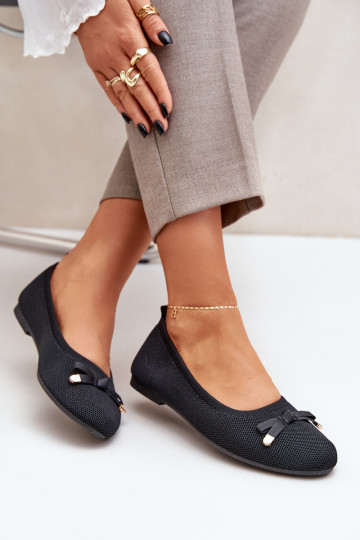 griglia Ballerine con nastri colore nero Bianila