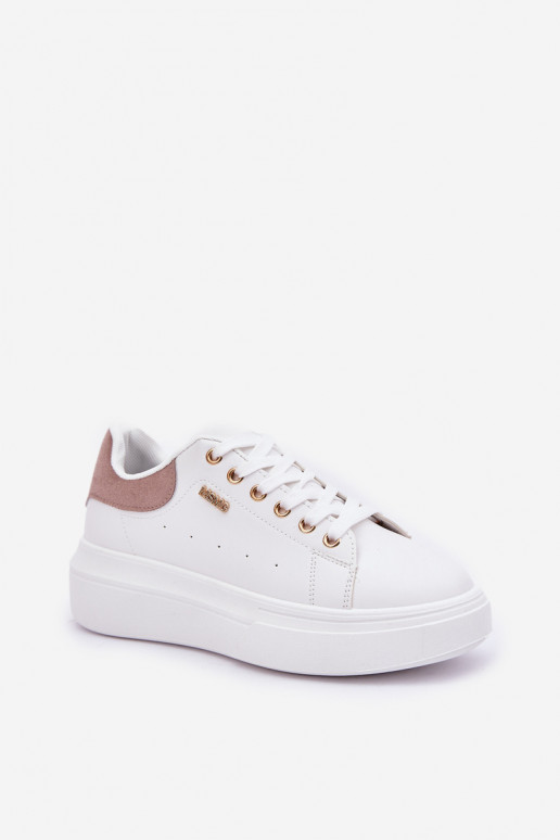 Scarpe modello sneakers Femminile con una piattaforma in ecopelle Colore bianco Lelandine Scarpe modello sneakers Femminile con una piattaforma in ecopelle Colore bianco Lelandine
