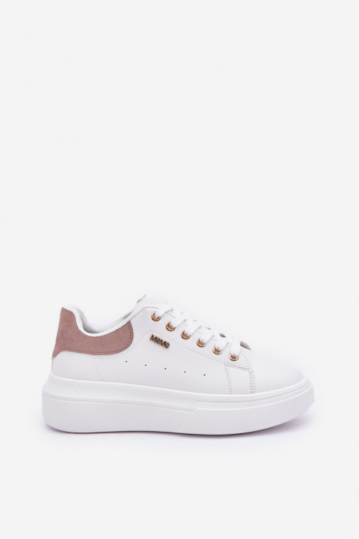 Scarpe modello sneakers Femminile con una piattaforma in ecopelle Colore bianco Lelandine Scarpe modello sneakers Femminile con una piattaforma in ecopelle Colore bianco Lelandine