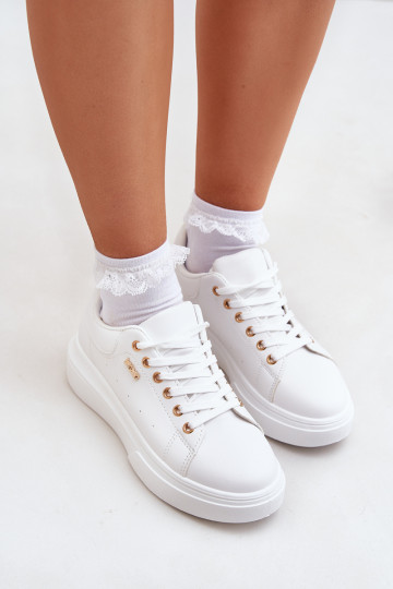 Scarpe modello sneakers Femminile con una piattaforma in ecopelle Colore bianco Lelandine