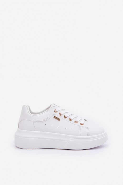 Scarpe modello sneakers Femminile con una piattaforma in ecopelle Colore bianco Lelandine Scarpe modello sneakers Femminile con una piattaforma in ecopelle Colore bianco Lelandine