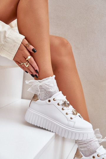 Scarpe modello sneakers Femminile Z Przypinkami Colore bianco Grelesi