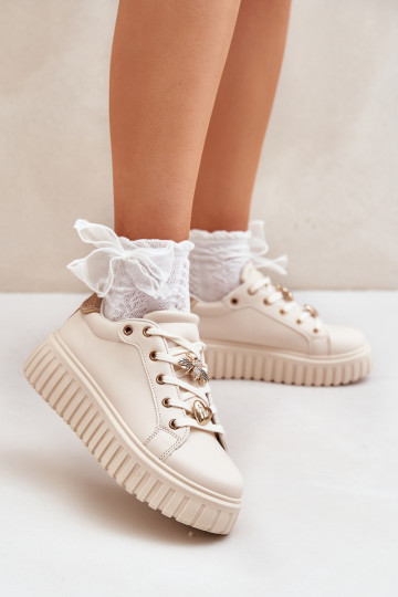 Sneakers modello batai Moteriškas con Przypinkami color sabbia Grelesi