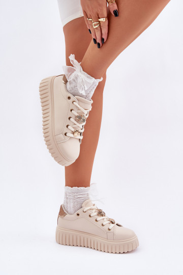 Sneakers modello batai Moteriškas con Przypinkami color sabbia Grelesi 2