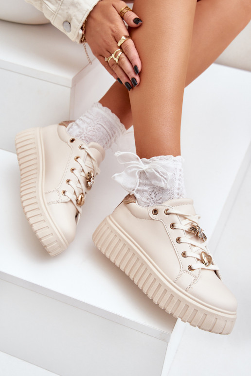 Scarpe modello sneakers Femminile Z Przypinkami beige Grelesi
