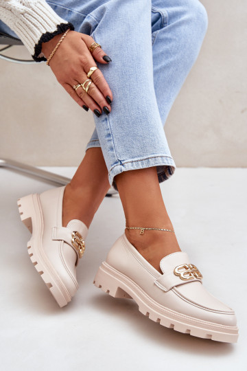 mocassini da donna Ze colore doratom Detalem beige Trionna