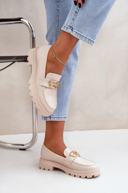 mocassini da donna Ze colore doratom Detalem beige Trionna mocassini da donna Ze colore doratom Detalem beige Trionna