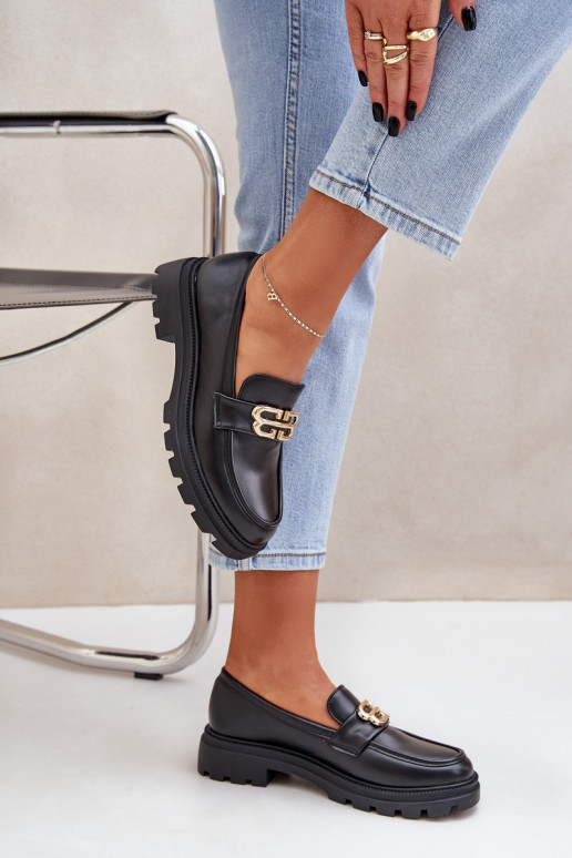 mocassini da donna Ze colore doratom Detalem colore nero Trionna mocassini da donna Ze colore doratom Detalem colore nero Trionna