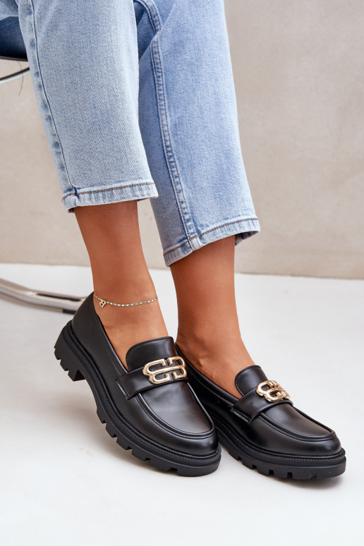 mocassini da donna Ze colore doratom Detalem colore nero Trionna mocassini da donna Ze colore doratom Detalem colore nero Trionna