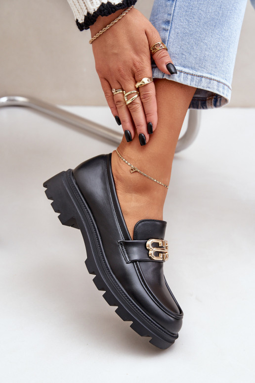 mocassini da donna Ze colore doratom Detalem colore nero Trionna mocassini da donna Ze colore doratom Detalem colore nero Trionna