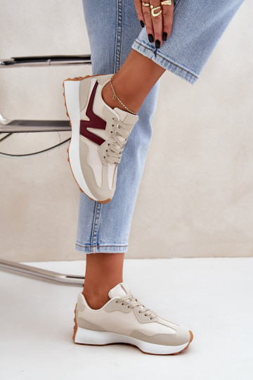 scarpe da ginnastica Scarpe modello sneakers Femminile beige-Borgogna Britma